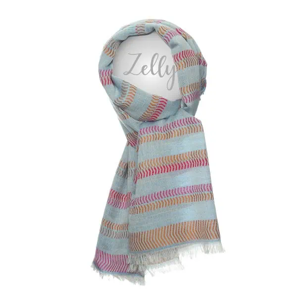 Zelly Hand Finished Scarf - Blue