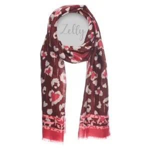 Zelly Animal Print Scarf - Burgundy