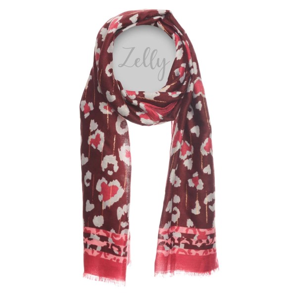 Zelly Animal Print Scarf - Burgundy