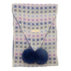 Zelly Pom Pom Blue Stars Scarf