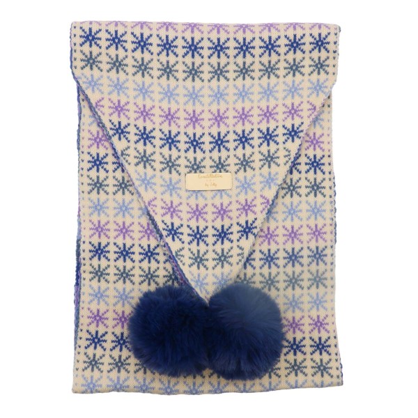 Zelly Pom Pom Blue Stars Scarf