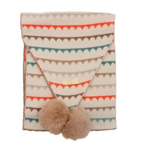 Zelly Pom Pom Wave Scarf - Taupe