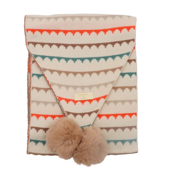 Zelly Pom Pom Wave Scarf - Taupe
