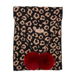 Zelly Pom Pom Animal Print Scarf