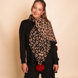 Zelly Pom Pom Animal Print Scarf - Image 2