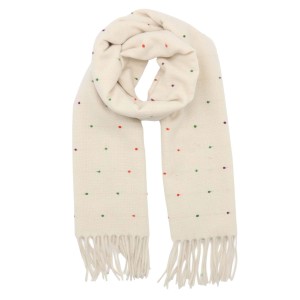 Zelly Winter Scarf with Dots – Cream - Image 2