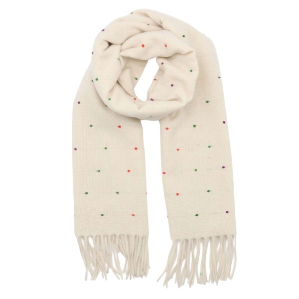 Zelly Winter Scarf with Dots – Cream