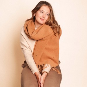 Zelly Winter Scarf with Dots - Caramel - Image 3