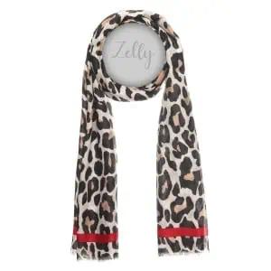 Zelly Animal Print Border Scarf - Cream