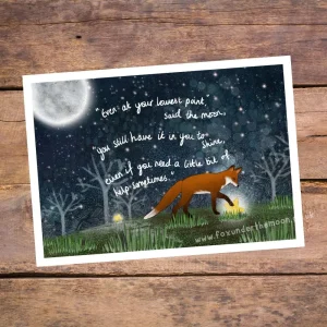 Fox Under The Moon – ‘Shine’ Art Print A4
