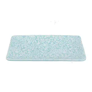 Gisela Graham Ceramic Rectangle Trinket Dish - Blue Floral Vines