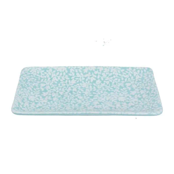 Gisela Graham Ceramic Rectangle Trinket Dish - Blue Floral Vines