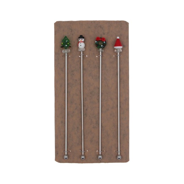 Christmas Metal and Glass Cocktail Stirrers by Gisela Graham