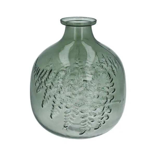 Gisela Graham Green Fern Impression Glass Vase
