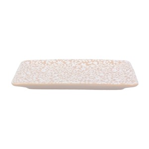 Gisela Graham Ceramic Rectangle Trinket Dish – Beige Floral Vines