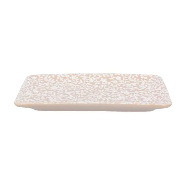 Gisela Graham Ceramic Rectangle Trinket Dish – Beige Floral Vines