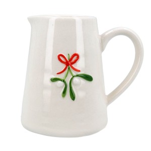 Gisela Graham Stoneware Mini Jug with Mistletoe Bow