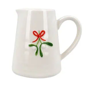 Gisela Graham Stoneware Mini Jug with Mistletoe Bow