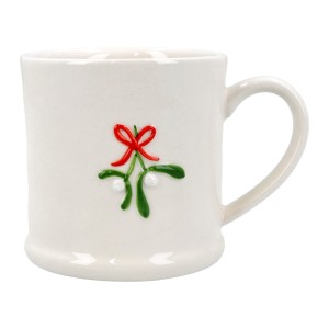 Gisela Graham Stoneware Mini Mug with Mistletoe Bow