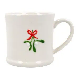Gisela Graham Stoneware Mini Mug with Mistletoe Bow