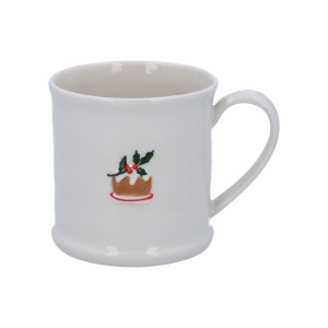 Gisela Graham Stoneware Mini Mug with Christmas Pudding