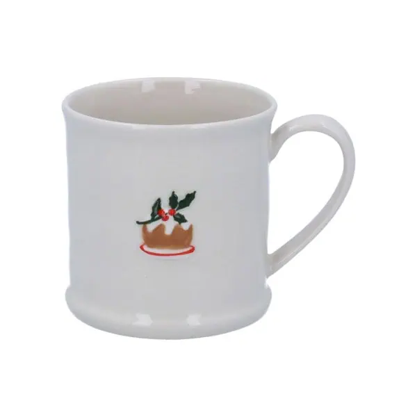 Gisela Graham Stoneware Mini Mug with Christmas Pudding