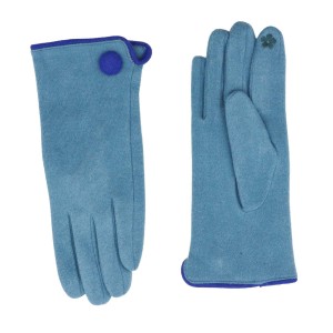 Zelly Button Detailed Gloves, Blue