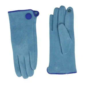 Zelly Button Detailed Gloves, Blue
