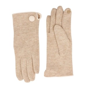 Zelly Button Detailed Gloves, Taupe