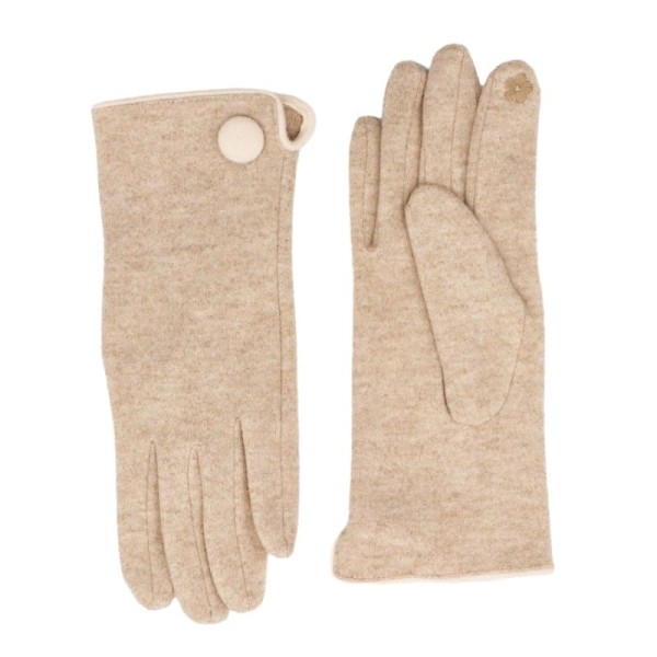 Zelly Button Detailed Gloves, Taupe