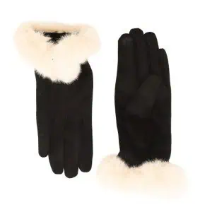 Zelly Black Gloves with Faux Fur Cuff