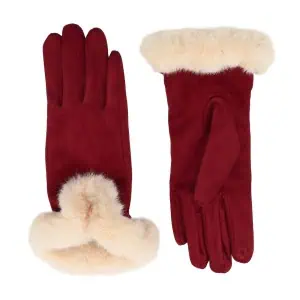 Zelly Burgundy Gloves with Faux Fur Cuff