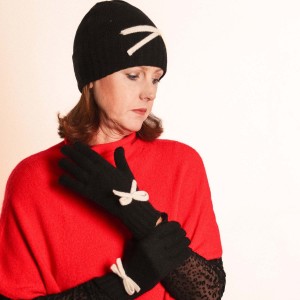 Zelly Bow Detailed Gloves - Black - Image 2