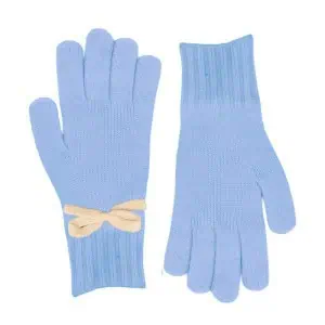 Zelly Bow Detailed Gloves – Blue