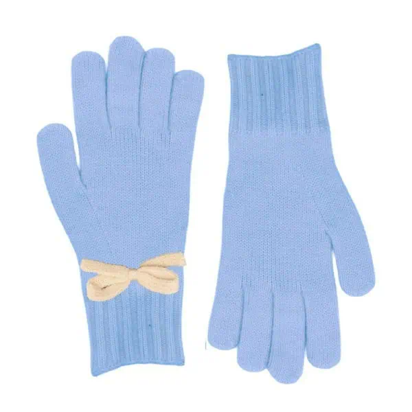 Zelly Bow Detailed Gloves – Blue
