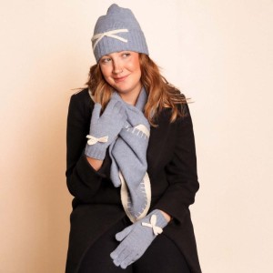 Zelly Bow Detailed Gloves – Blue - Image 2