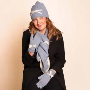 Zelly Bow Detailed Gloves – Blue - Image 2