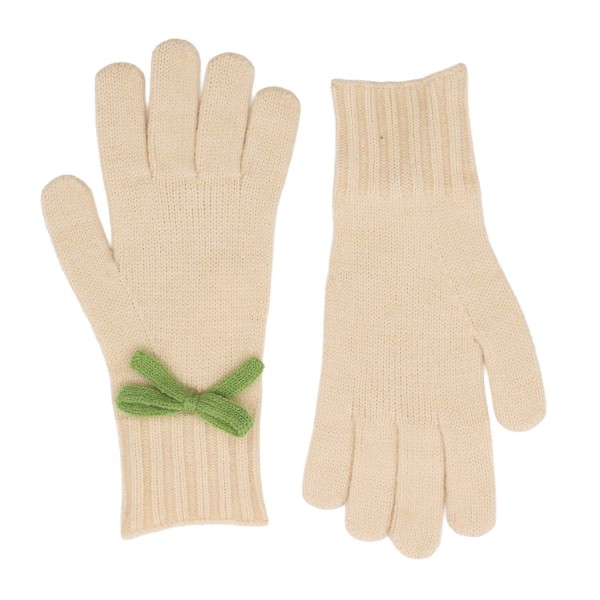 Zelly Bow Detailed Gloves – Green