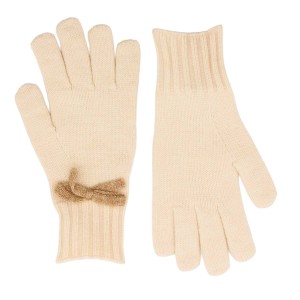 Zelly Bow Detailed Gloves – Cream