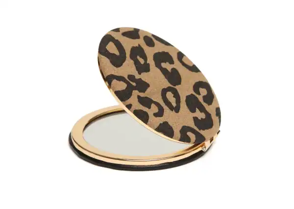 Alice Wheeler Round Compact Mirror - Dark Leopard