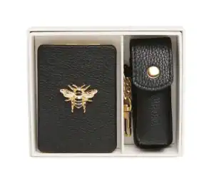 Alice Wheeler Oblong Compact Mirror & Lipstick Holder Gift Set – Black - Image 3