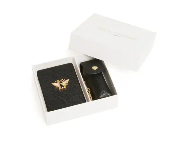 Alice Wheeler Oblong Compact Mirror & Lipstick Holder Gift Set – Black