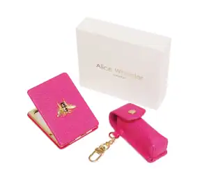 Alice Wheeler Oblong Compact Mirror & Lipstick Holder Gift Set – Hot Pink - Image 4