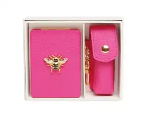 Alice Wheeler Oblong Compact Mirror & Lipstick Holder Gift Set – Hot Pink - Image 2