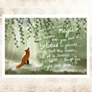 Fox Under The Moon - 'Believe' Art Print A4