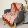Furn Weaver Herringbone Throw, Rust - vj