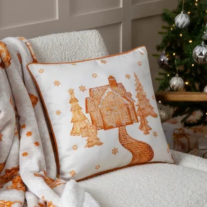 Furn, Gretel Velvet Piped Cushion - Cloud Dust/Ginger