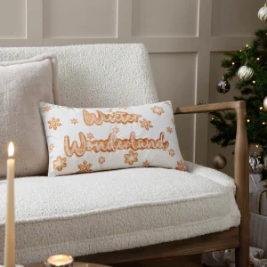 Furn, Gretel Winter Wonderland Embroidered Cushion - Cloud Dust/Ginger
