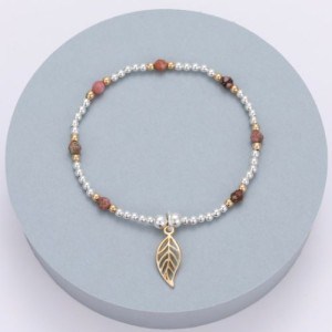 Gracee Jewellery, Dainty Beaded Stretch Bracelet with Feather