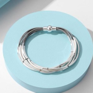 Gracee Jewellery, Silver Magnetic Tubular Multi-strand Bracelet